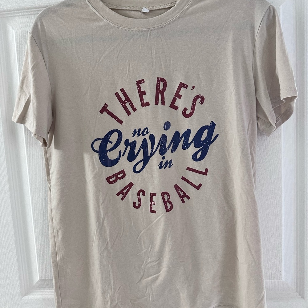 Beige 'There's No Crying in Baseball' T-Shirt